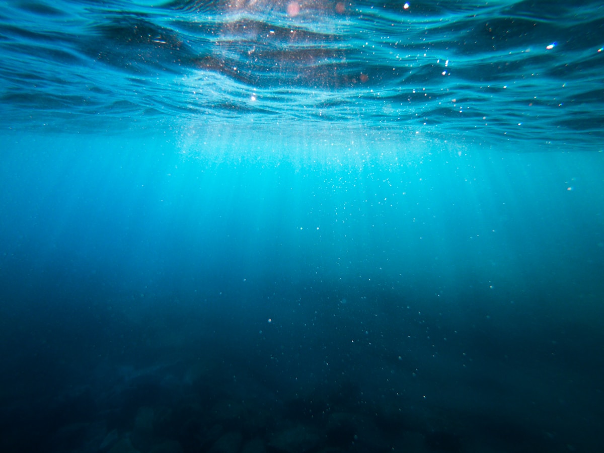 Crystal clear blue underwater ocean view